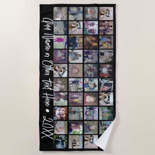 Serviette De Plage 40 Collage de photos - 4 lignes 10 colonnes - Nom  (Devant)