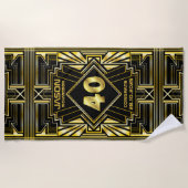 Serviette De Plage 40e anniversaire Art Déco Gold Black Great Gatsby (Devant)