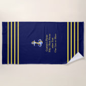 Serviette De Plage 4 Bandes d'or pour le capitaine - Ajouter le nom e (Devant)