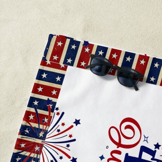 Serviette De Plage 4 juillet Firecracker Vibes patriotiques Star Stri (En situation)