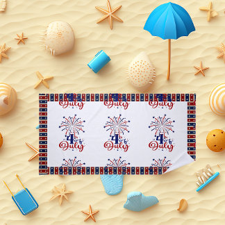 Serviette De Plage 4 juillet Firecracker Vibes patriotiques Star Stri