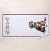Serviette De Plage 4 juillet Patriotic Hound Dog Personnalisé (Devant)