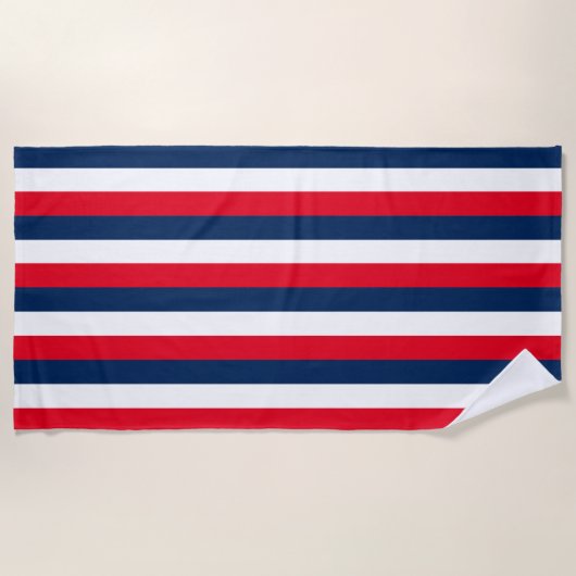 Serviette De Plage 4 juillet rouge blanc rayures bleu moderne (Devant)