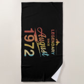 Serviette De Plage 50e Anniversaire 50 ans Né Août 1972 Don. (Devant)