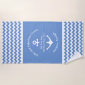 Serviette De Plage 50e anniversaire Ancre bleue et blanche Nautique (Devant)
