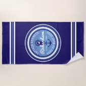 Serviette De Plage 50e anniversaire Capitaine Ancre de corde nautique (Devant)