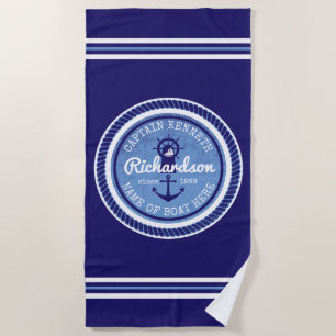 Serviette De Plage 50e anniversaire Capitaine Ancre de corde nautique