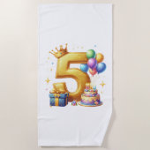 Serviette De Plage 5ème anniversaire doré (Devant)