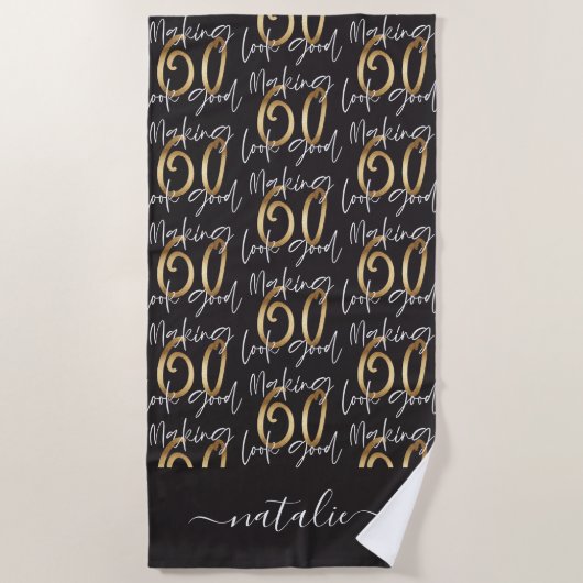 Serviette De Plage 60 ans d'or en fête (Devant)