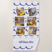 Serviette De Plage 6 cadres photo personnalisés avec texte personnali (Devant)