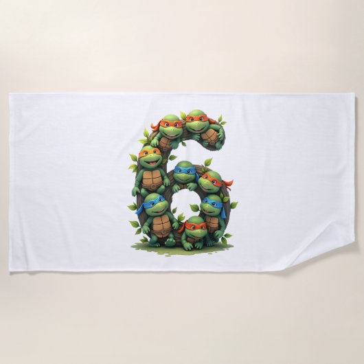 Serviette De Plage 6th Birthday Sea Turtle Tortoise Theme Party 6 Yea (Devant)