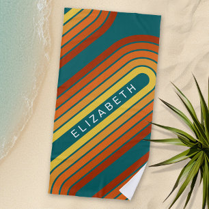 Serviette De Plage 70 Ligne Inspiré Art Sunset Arc rouge orange jaune