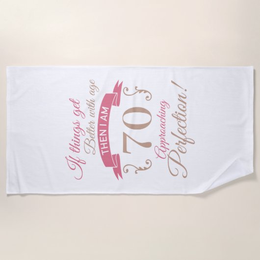Serviette De Plage 70e anniversaire mieux avec l'âge (Devant)