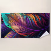 Serviette De Plage 70s 60s Psychedelic Feathers  (Devant)