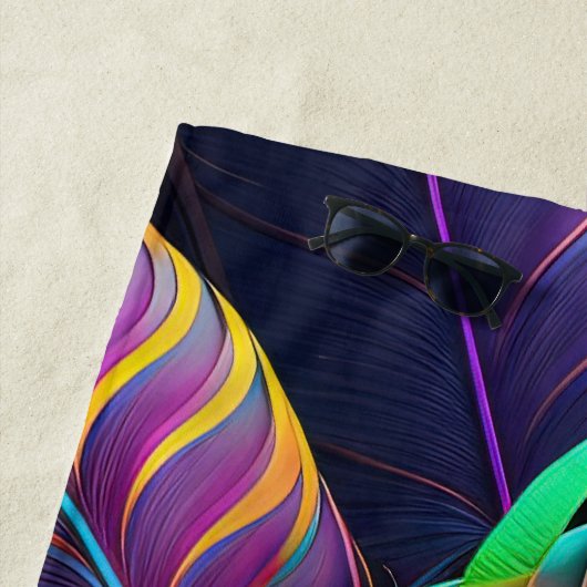 Serviette De Plage 70s 60s Psychedelic Feathers (En situation)