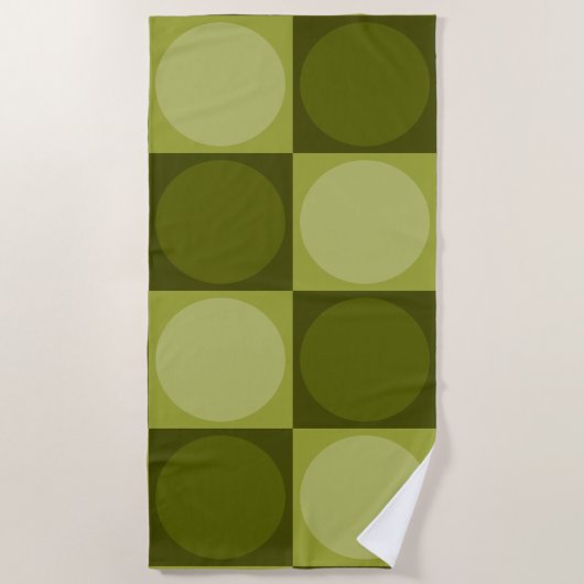 Serviette De Plage 70s Checks and Circles Green (Devant)