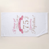 Serviette De Plage 75e anniversaire mieux avec l'âge (Devant)