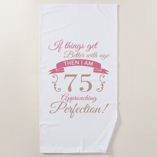 Serviette De Plage 75e anniversaire mieux avec l'âge (Devant)