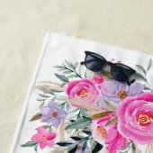 Serviette De Plage 80e anniversaire rose floral (En situation)