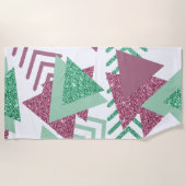 Serviette De Plage 80s Abstraits frais | Motif de formes rose et vert (Devant)