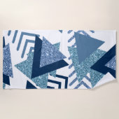 Serviette De Plage 80s Luxe Abstrait | Turquoise et bleu marine (Devant)