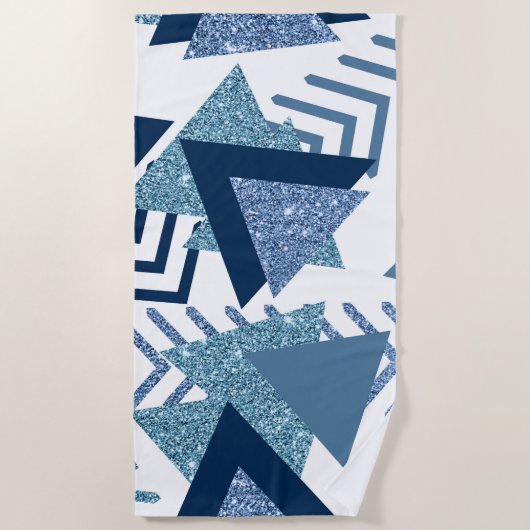 Serviette De Plage 80s Luxe Abstrait | Turquoise et bleu marine (Devant)