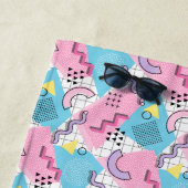 Serviette De Plage 80's Memphis Active Pink Light Blue (En situation)