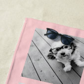 Serviette De Plage 8 Photo Collage - Nom manuscrit rose (En situation)