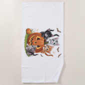 Serviette De Plage 90s Citrouille Chat Halloween Floral Saison Éffray (Devant)
