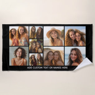 Serviette De Plage 9 Collage de photos Minimaliste - Grille Noir et B