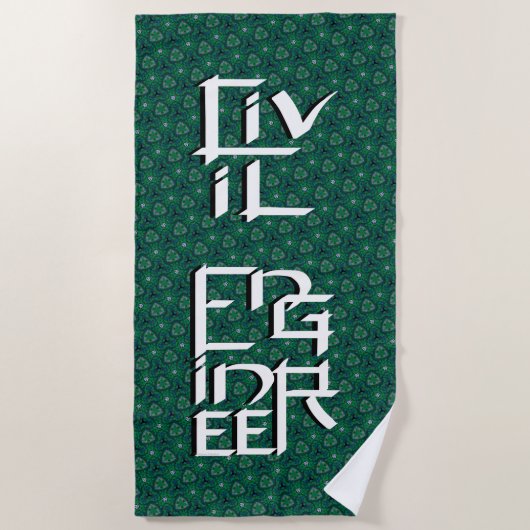 Serviette de plage à caractère blanc d'ingénieur c (Devant)