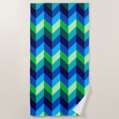 Serviette de plage à chevrons dégradés bleu-vert (Devant)