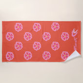 Serviette de plage à cœur en fleurs (Devant)
