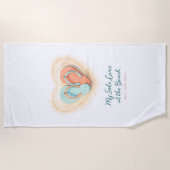 Serviette de plage à cœur Flip Flop – Sel Soleil  (Devant)