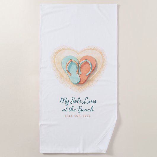 Serviette de plage à cœur Flip Flop – Sel Soleil  (Devant)