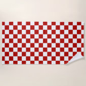 Serviette De Plage à damiers carré rouge blanc rétro (Devant)