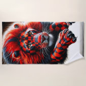 Serviette De Plage à damiers Lion (Devant)