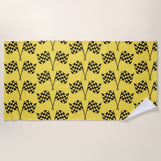 Serviette de plage à drapeaux de course (Devant)
