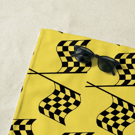 Serviette de plage à drapeaux de course (En situation)
