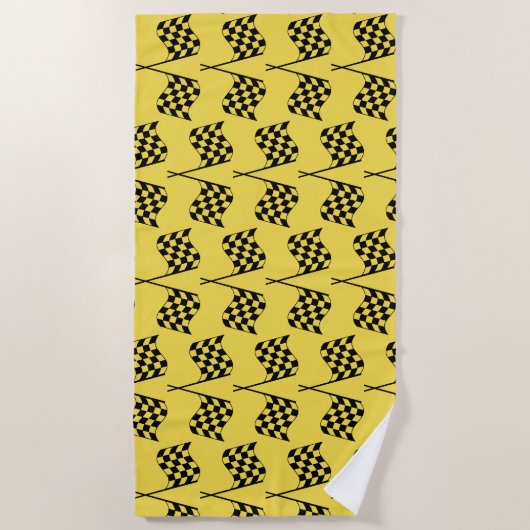 Serviette de plage à drapeaux de course (Devant)