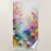 Serviette de plage à fleurs aquarelles abstraites (Devant)