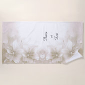 Serviette de plage à fleurs blanc ivoire (Devant)