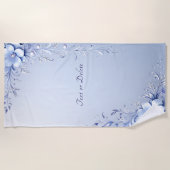 Serviette de plage à fleurs ornées bleues avec per (Devant)