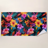 Serviette de plage à fleurs tropicales (Devant)