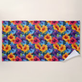 Serviette de plage à fleurs tropicales (Devant)