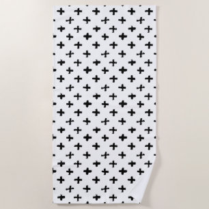Serviette De Plage À l'encre noire chargez le motif croisé