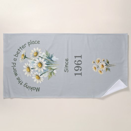 Serviette de plage à marguerite année de naissance (Devant)