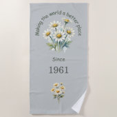 Serviette de plage à marguerite année de naissance (Devant)