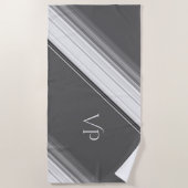 Serviette de plage à monogramme blanc moderne sur (Devant)
