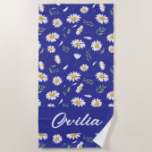 Serviette de plage à monogramme et fleurs de pâque (Devant)